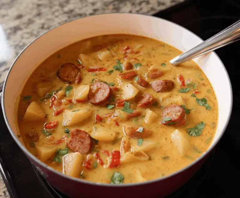 Creamy Cajun Potato Soup served in a bowl with garnishes, perfect for a comforting and spicy meal