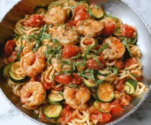 Tomato Zucchini Shrimp Pasta