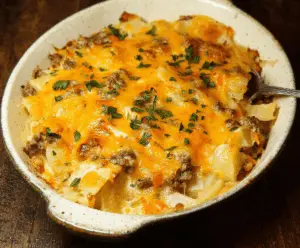 Cheesy Ground Beef And Potato Casserole