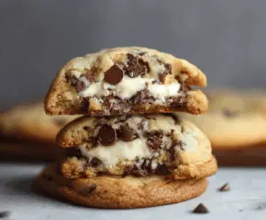 Chocolate Chip Cookies with Creamy Cheesecake Filling
