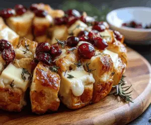 Delicious Cranberry Brie Pull-Apart Bread Bites with fresh cranberries and melted brie cheese