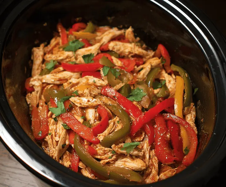 Delicious Crock Pot Chicken Fajitas with colorful peppers and melted cheese served in tortillas, perfect for a flavorful and easy dinner