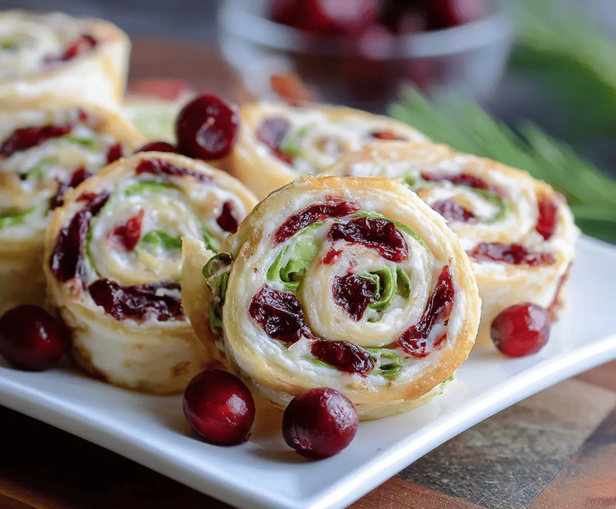 Festive Christmas Cranberry Pinwheels with vibrant red and green ingredients for holiday celebration