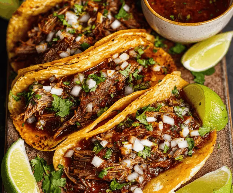 Delicious homemade birria tacos with tender beef, melted cheese, and fresh cilantro served on warm corn tortillas