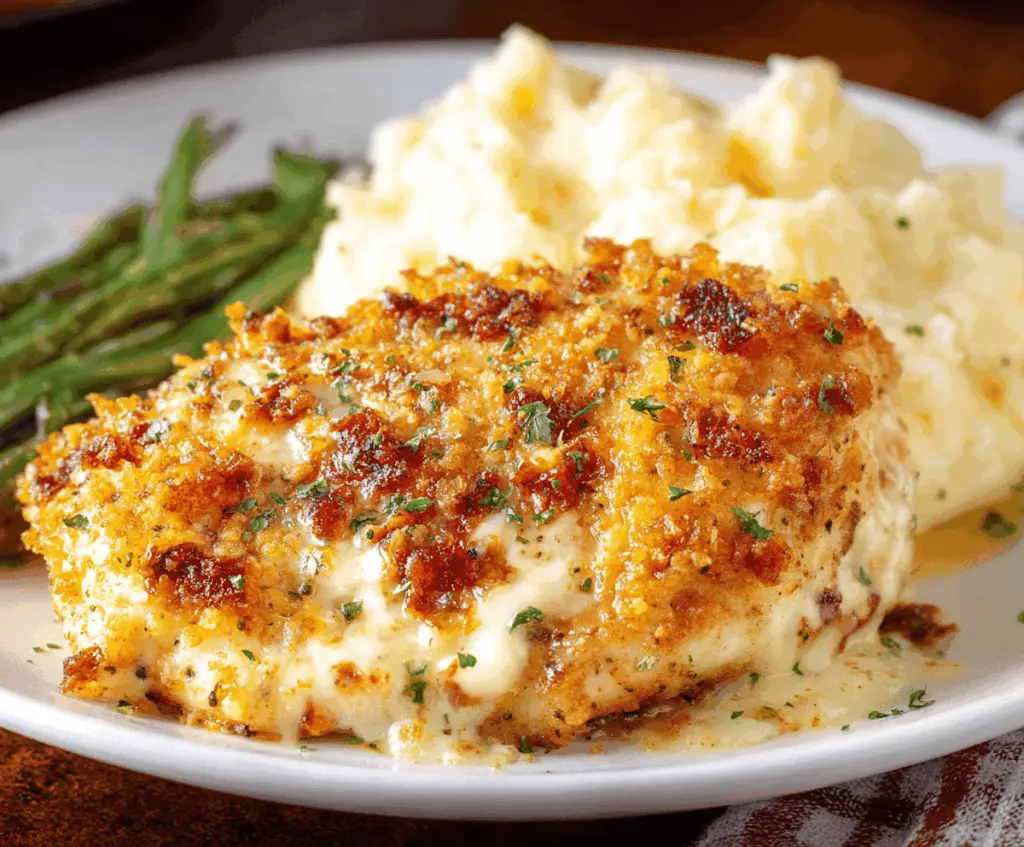 Delicious Parmesan Chicken served at Longhorn Steakhouse, featuring crispy breaded chicken topped with melted cheese and fresh herbs