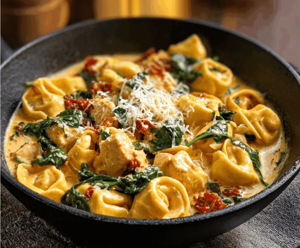 Delicious Marry Me Tortellini dish featuring cheese-filled tortellini topped with fresh herbs and vibrant tomato sauce in a stylish bowl
