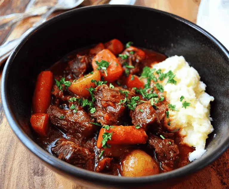 Hearty Pioneer Woman's Crockpot Beef Stew with tender beef, carrots, potatoes, and herbs in a slow cooker