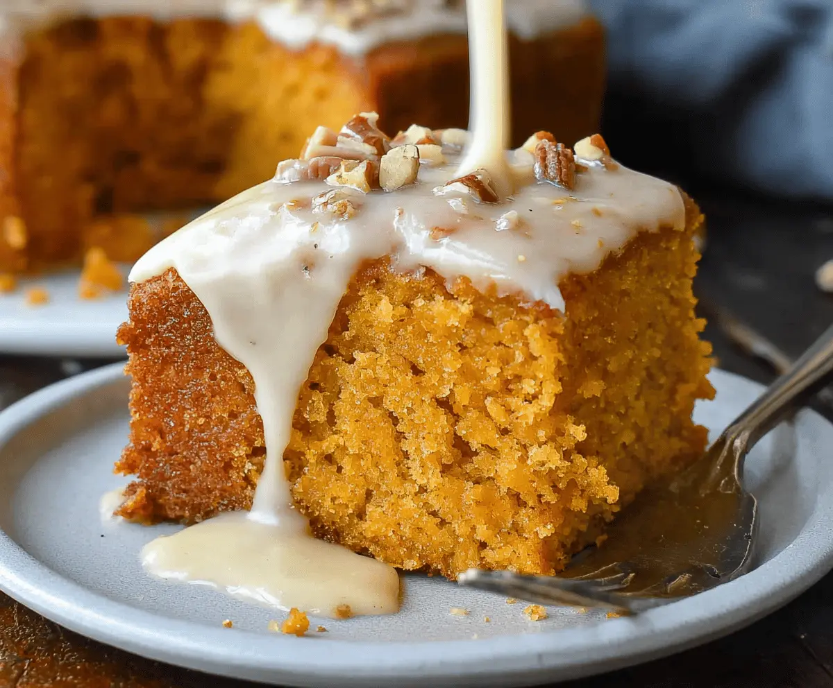 Delicious sweet potato butter cake topped with a shiny glaze, ideal for dessert lovers.