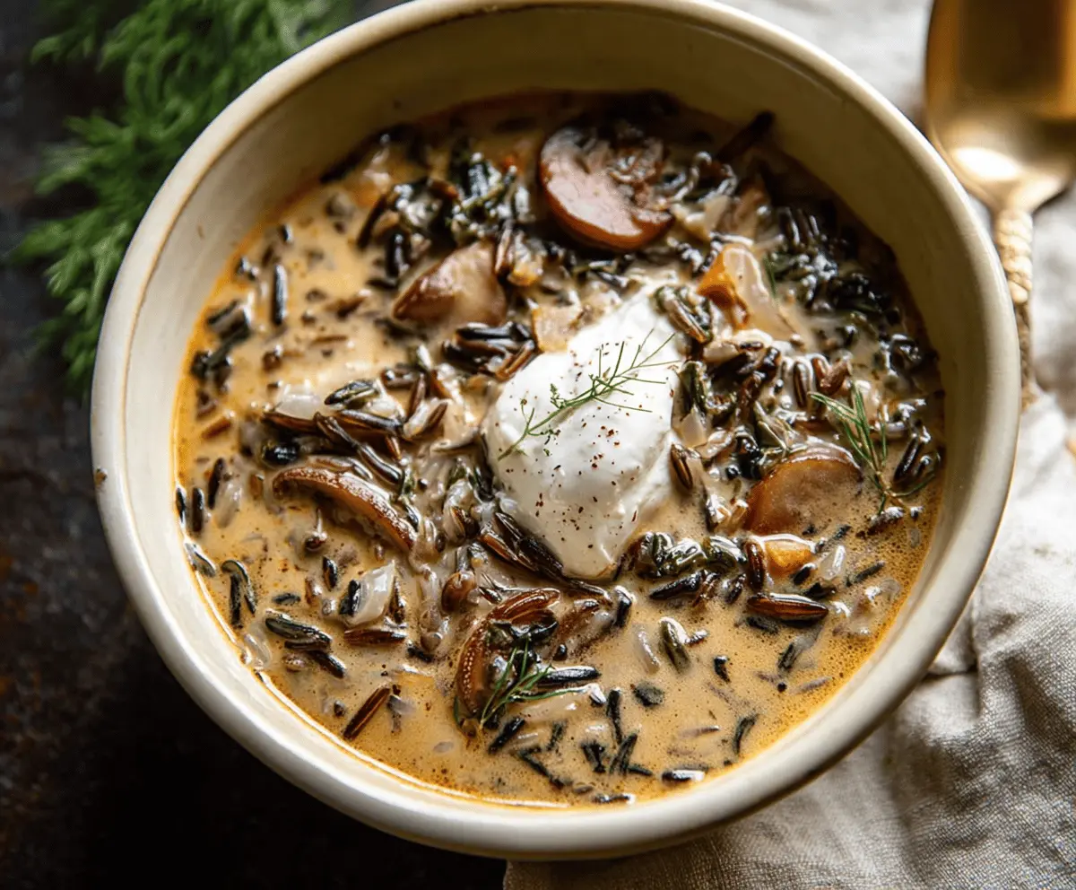 Wild Rice & Mushroom Soup — earthy and creamy