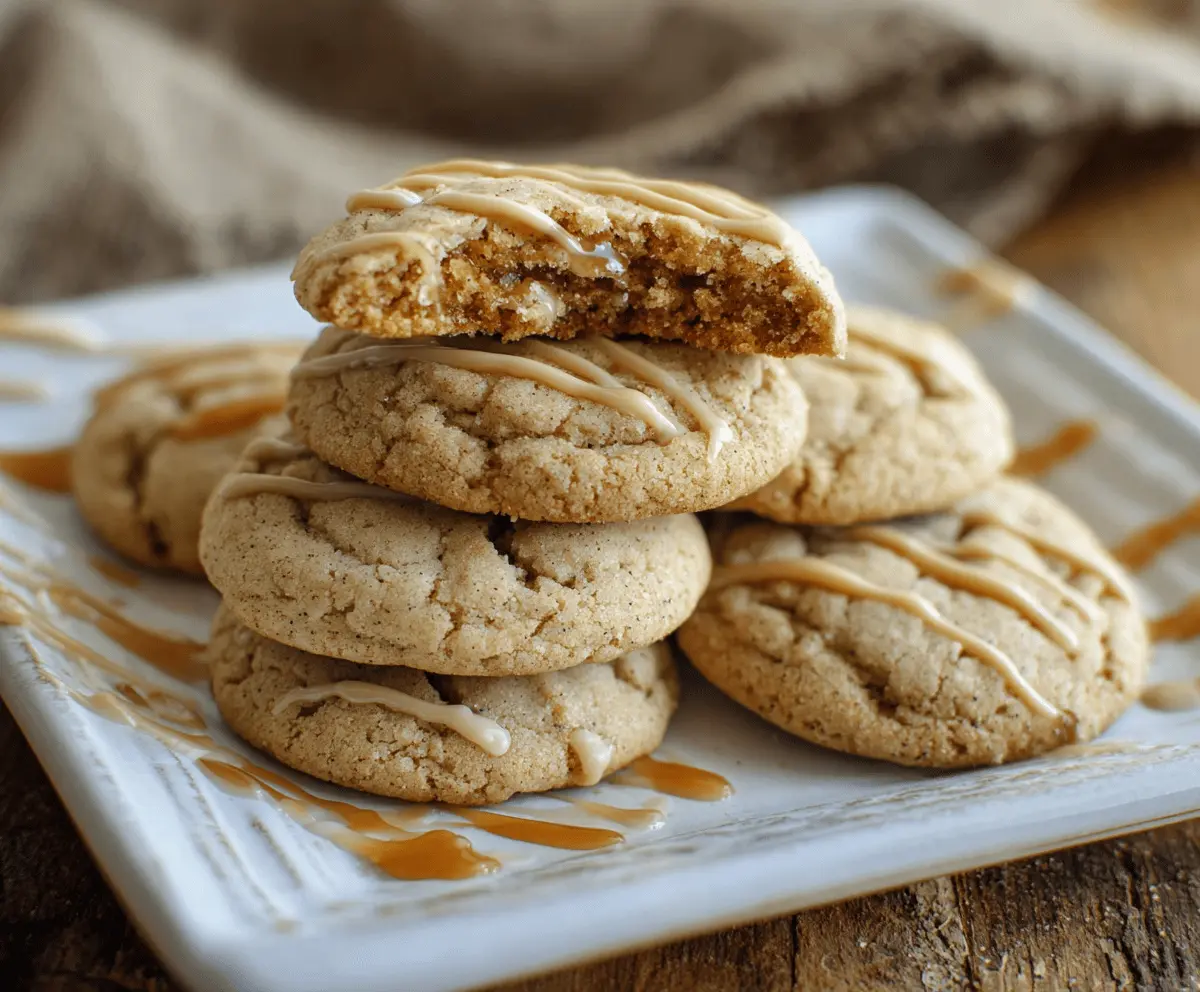 Delicious homemade brown sugar maple cookies on a rustic wooden table.