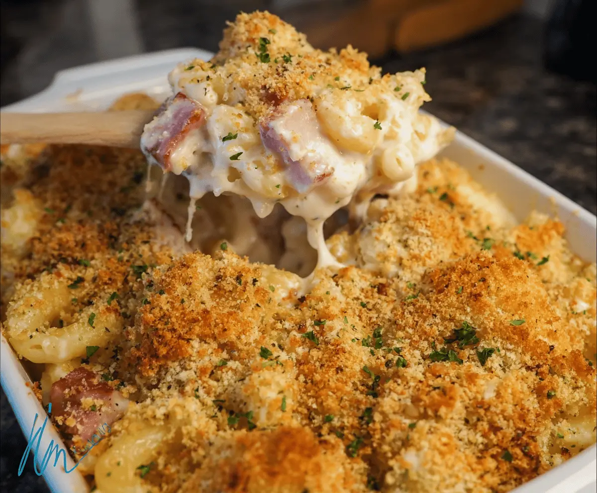 Delicious Chicken Cordon Bleu Casserole with crispy cheese topping and tender chicken slices.