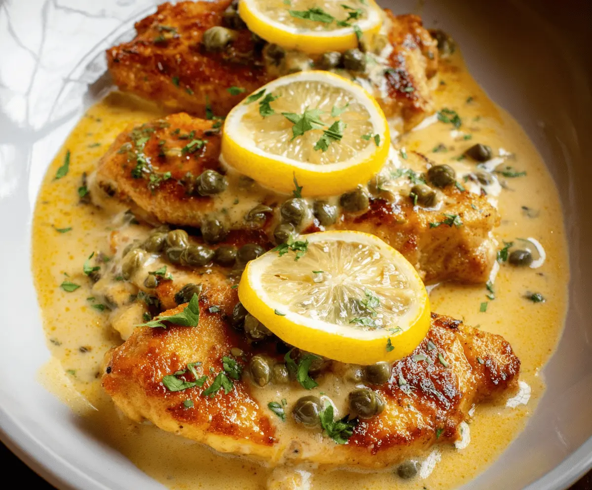 Delicious Chicken Piccata with Lemon Sauce served on a plate, garnished with fresh herbs.