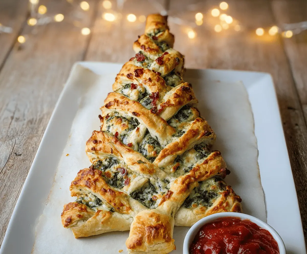 Holiday Christmas Tree Spinach Dip Breadsticks