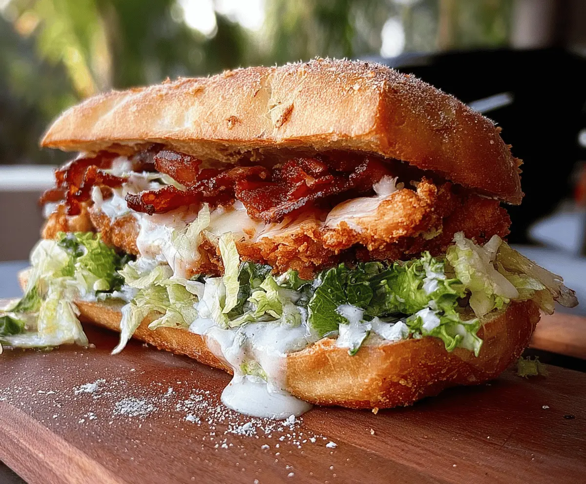 Crispy Chicken Caesar Sandwich with fresh lettuce and parmesan cheese in a sandwich bun.
