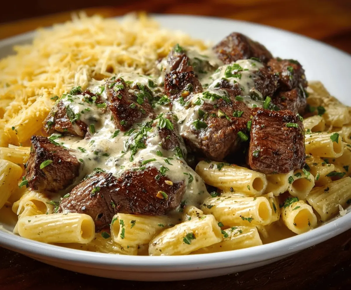 Best Garlic Butter Steak Tips & Cheesy Rigatoni