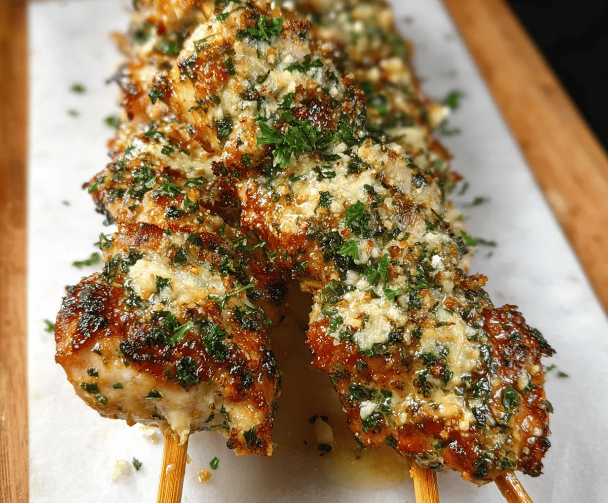 Easy Garlic Parmesan Chicken Skewers