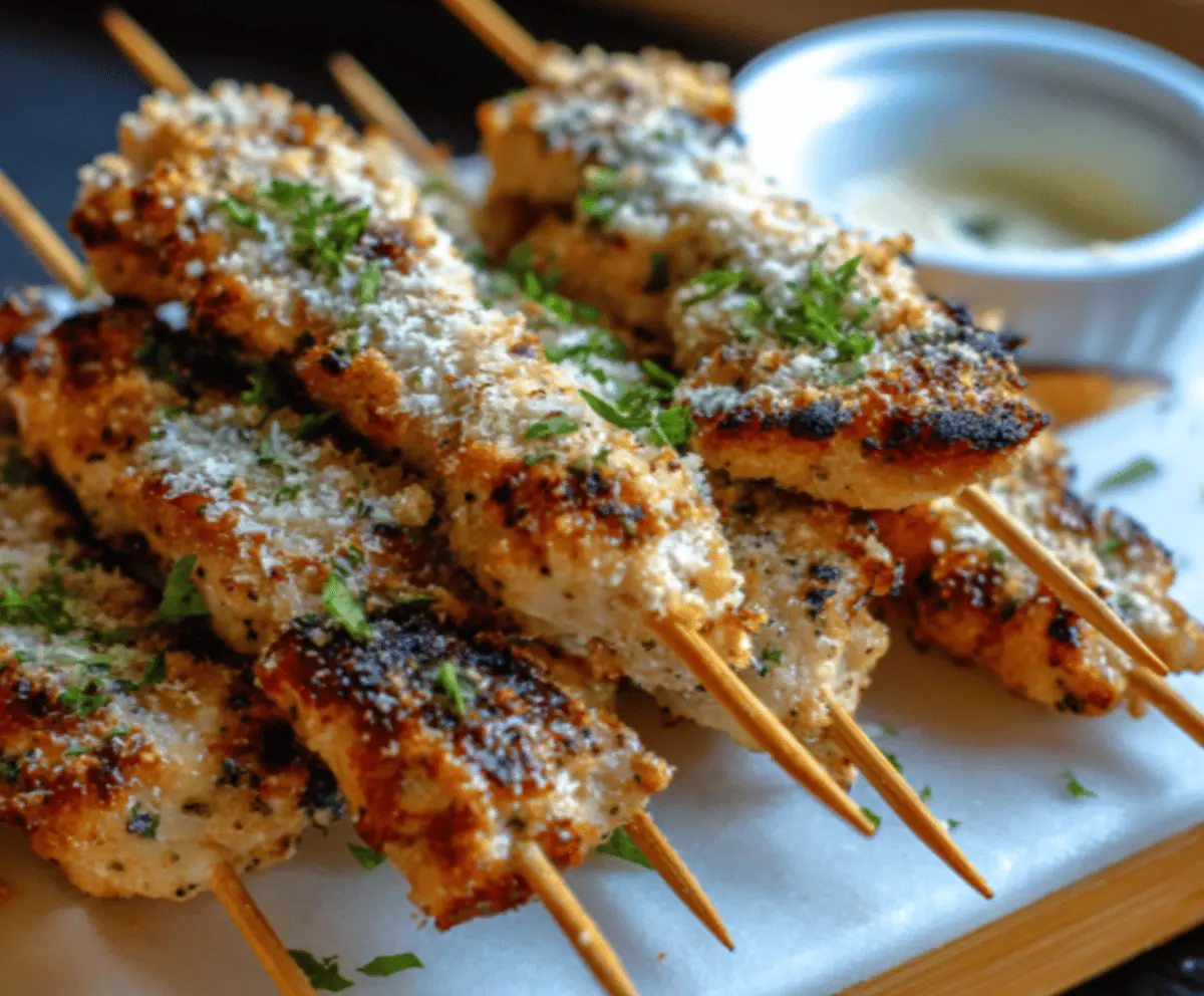 Easy Ranch Garlic Parmesan Chicken Skewers