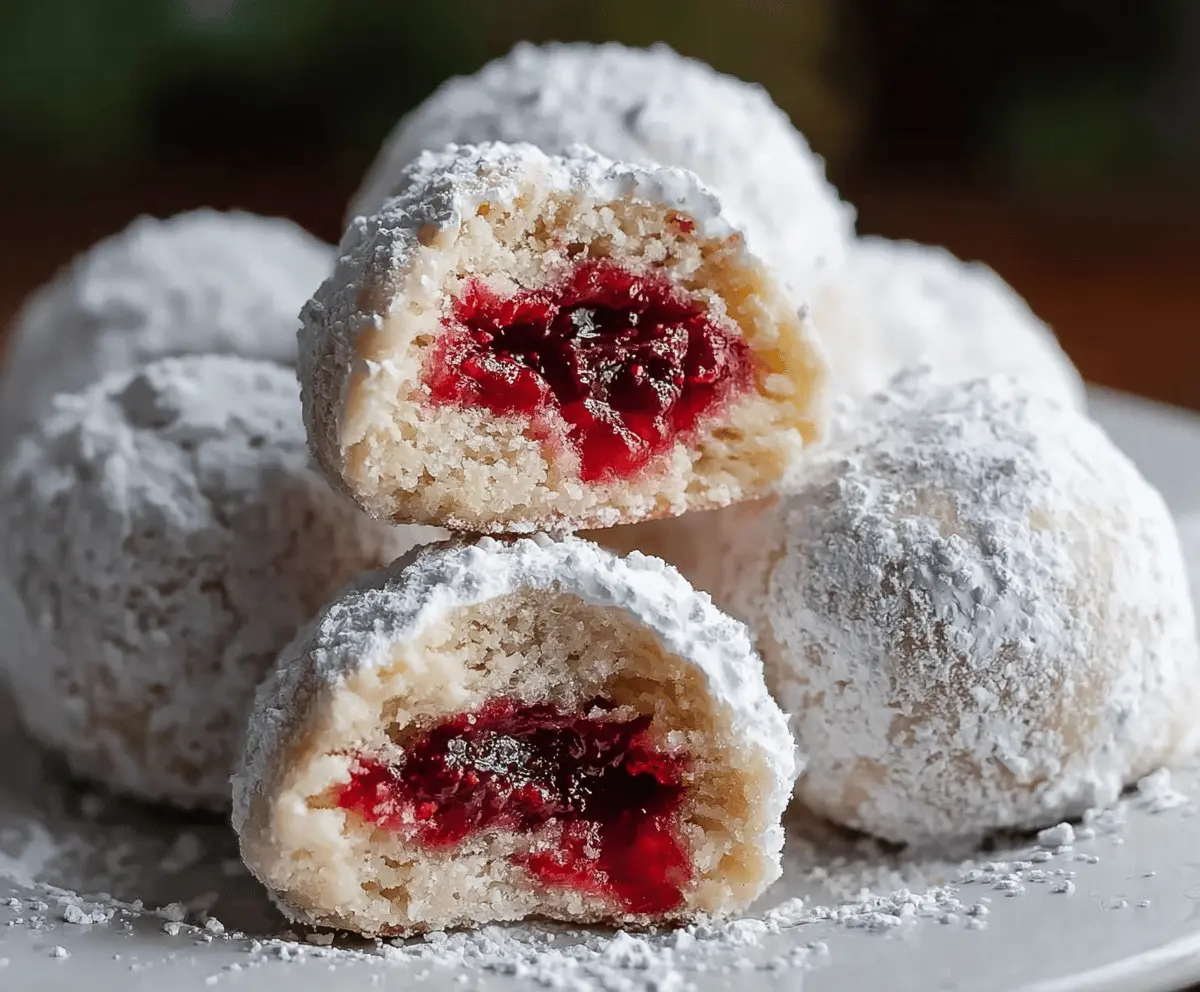 Easy Raspberry Almond Snowball Cookies