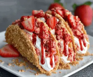 Strawberry Crunch Cheesecake Tacos