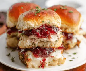 Delicious turkey cranberry sliders with fresh bread and vibrant cranberry sauce for a festive appetizer.