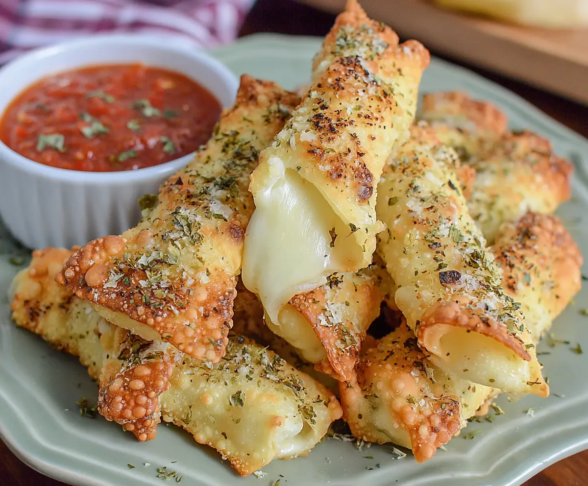 Crispy Air Fryer Wonton Mozzarella Sticks