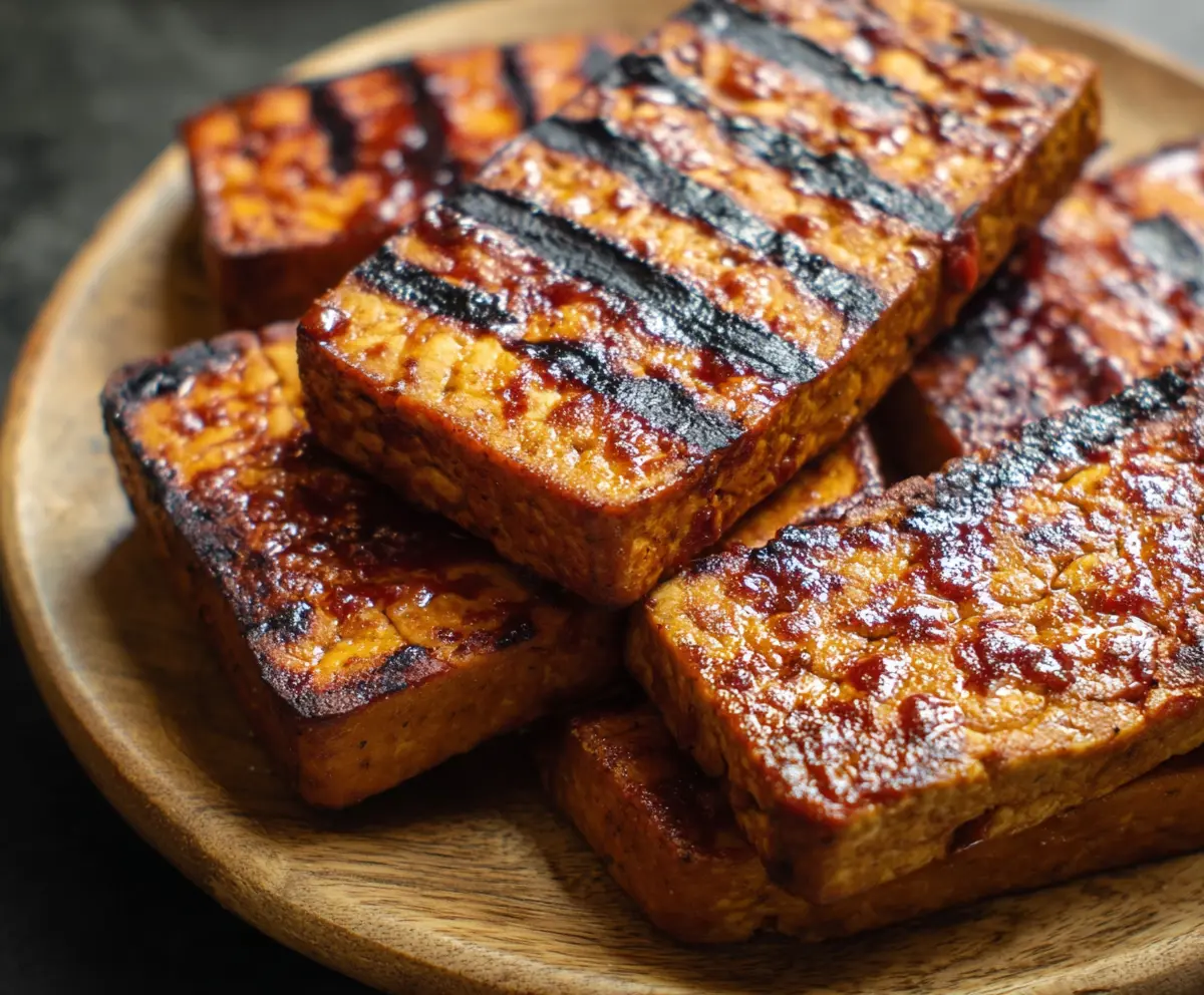 Delicious BBQ tofu slabs grilled to perfection with smoky flavor and crisp edges.