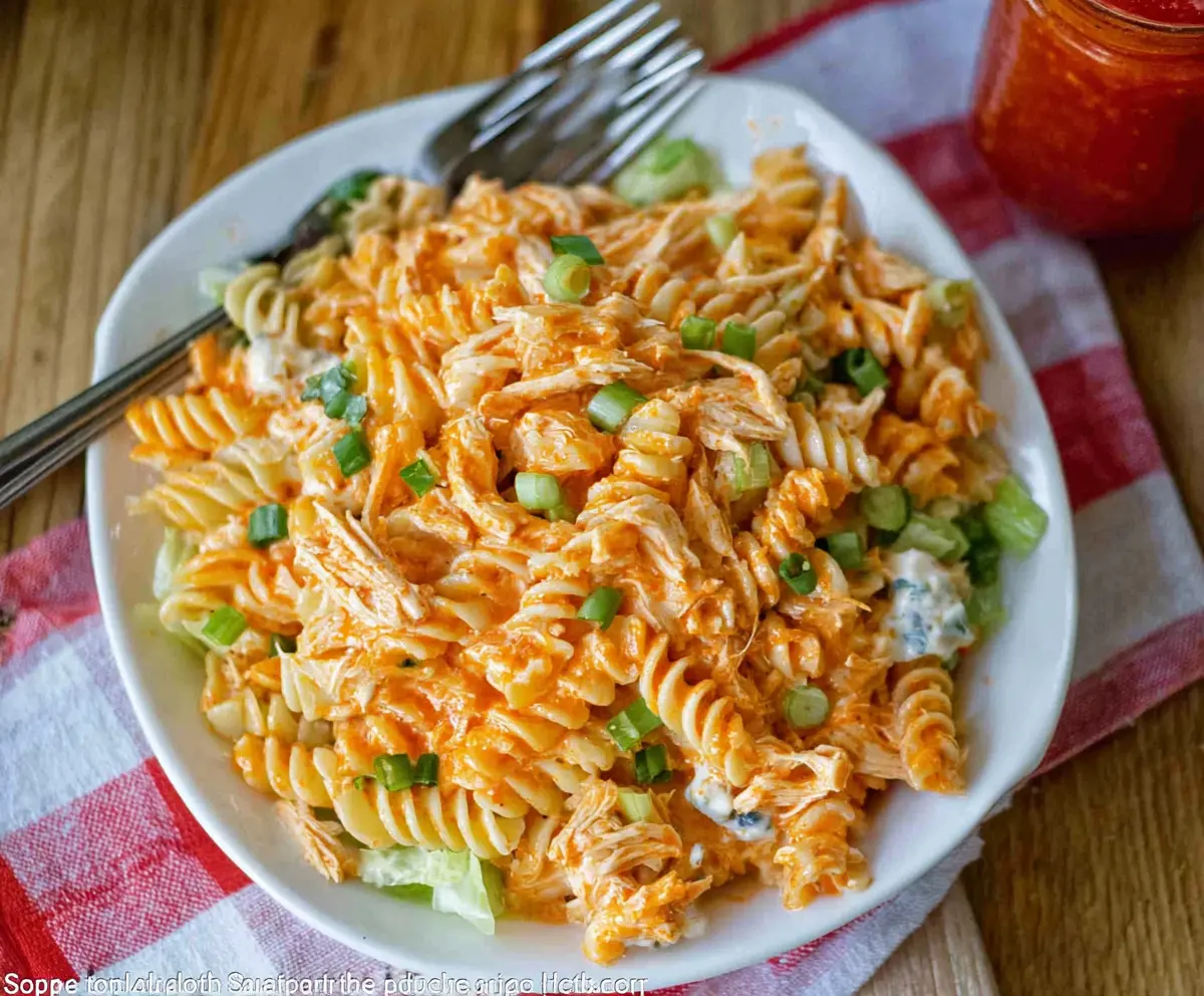Easy Buffalo Chicken Pasta Salad