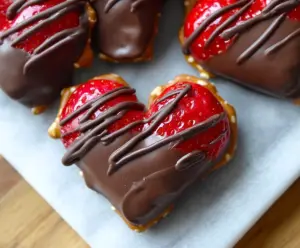 Chocolate-Dipped Strawberry Pretzel Hearts