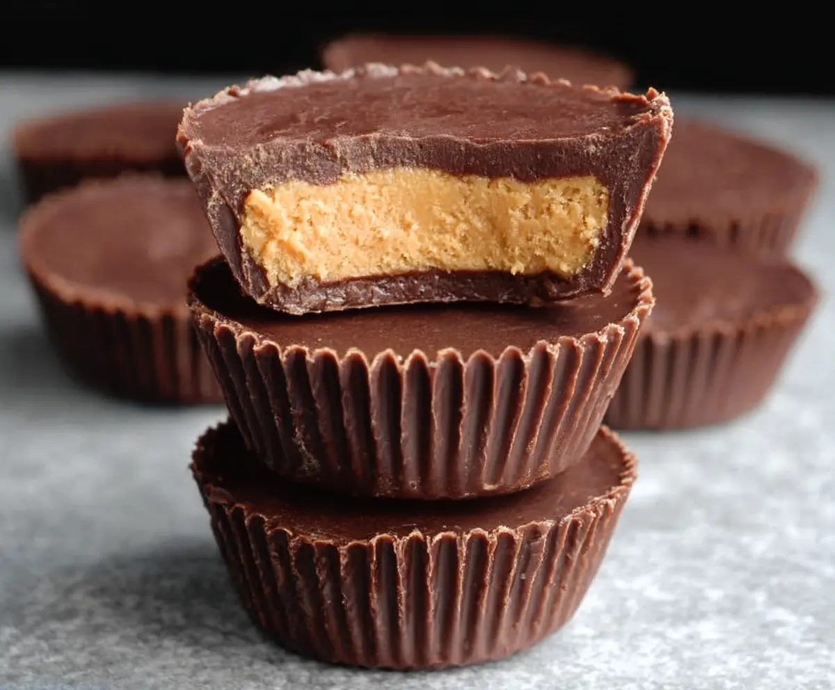 Delicious homemade Reese’s Peanut Butter Cups with creamy peanut butter and smooth chocolate coating.