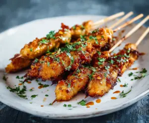 Crispy Bang Bang Chicken Skewers