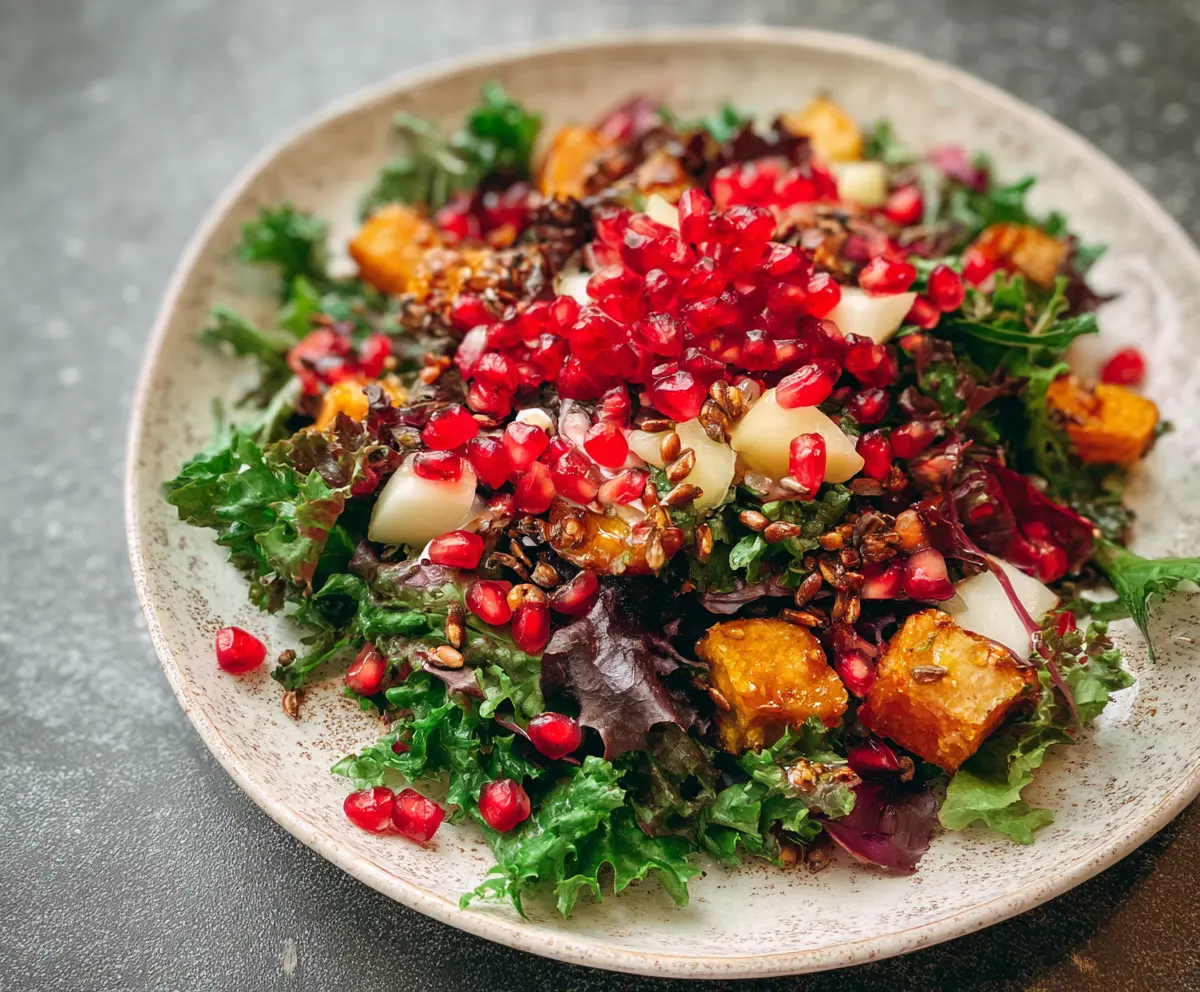 Easy Healthy Winter Salad with Pomegranate