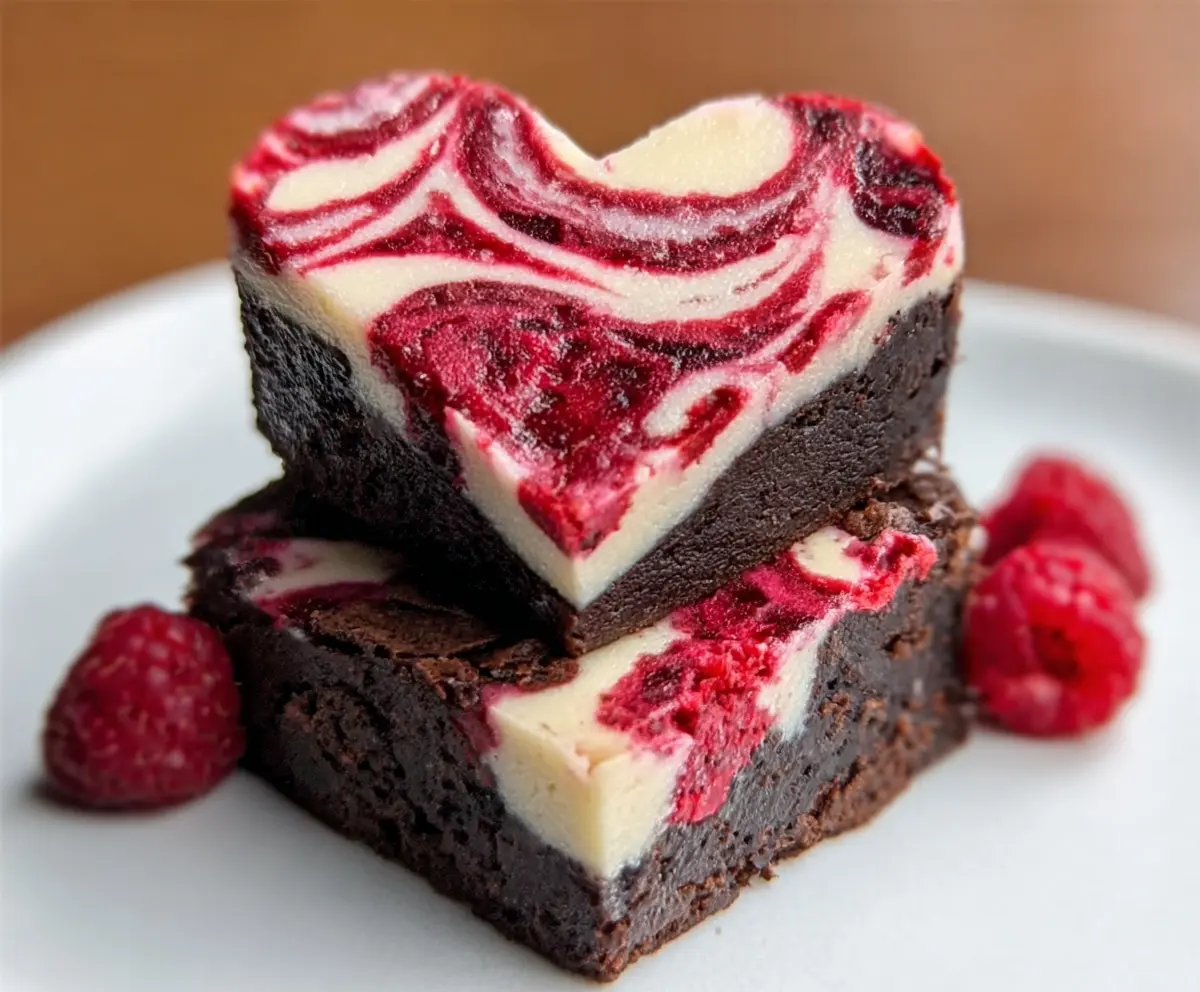 Heart Shaped Raspberry Swirl Brownies