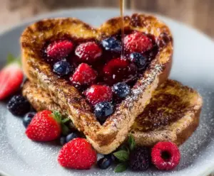 Heart-Shaped French Toast with Berry Compote