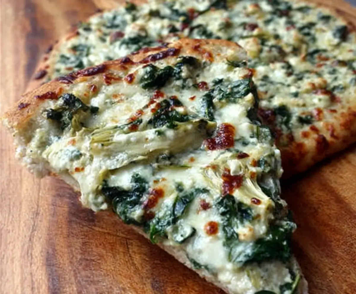 High Protein Spinach Artichoke Pizza Recipe