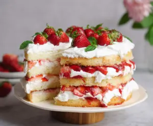 Layered Strawberry Shortcake Cake