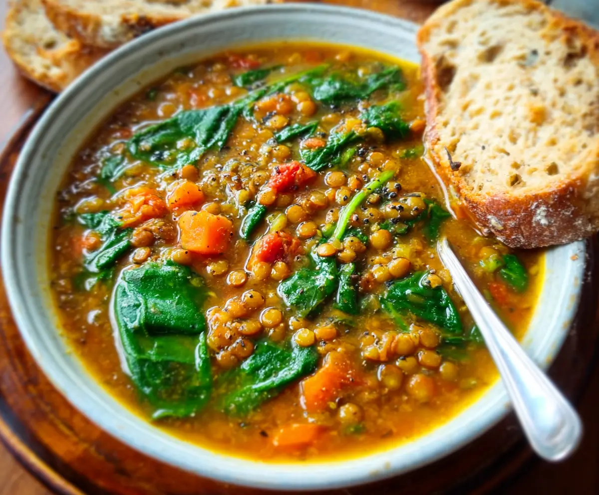 Easy Lentil & Spinach Soup Recipe