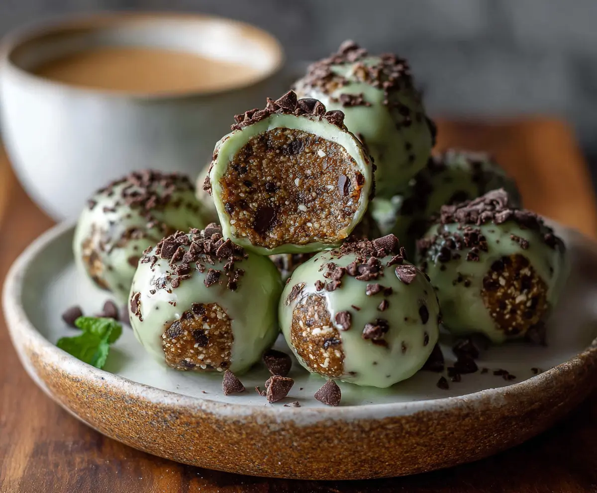 Easy Mint Chocolate Chip Protein Balls