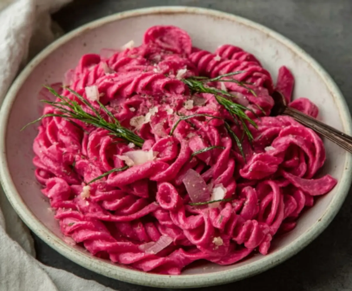 Creamy Pink Beet Pasta Recipe