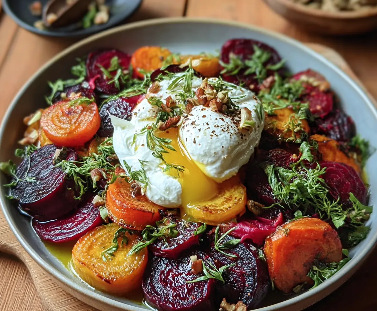Roasted Beets & Carrots Salad with Burrata