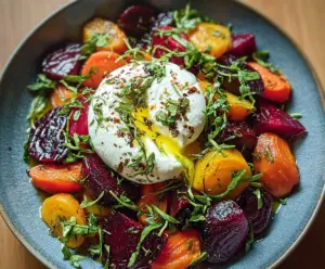 Roasted Beets and Carrots Salad with Burrata