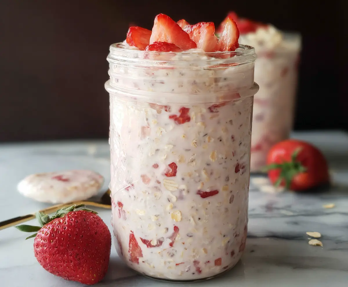 Easy Strawberries and Cream Overnight Oats