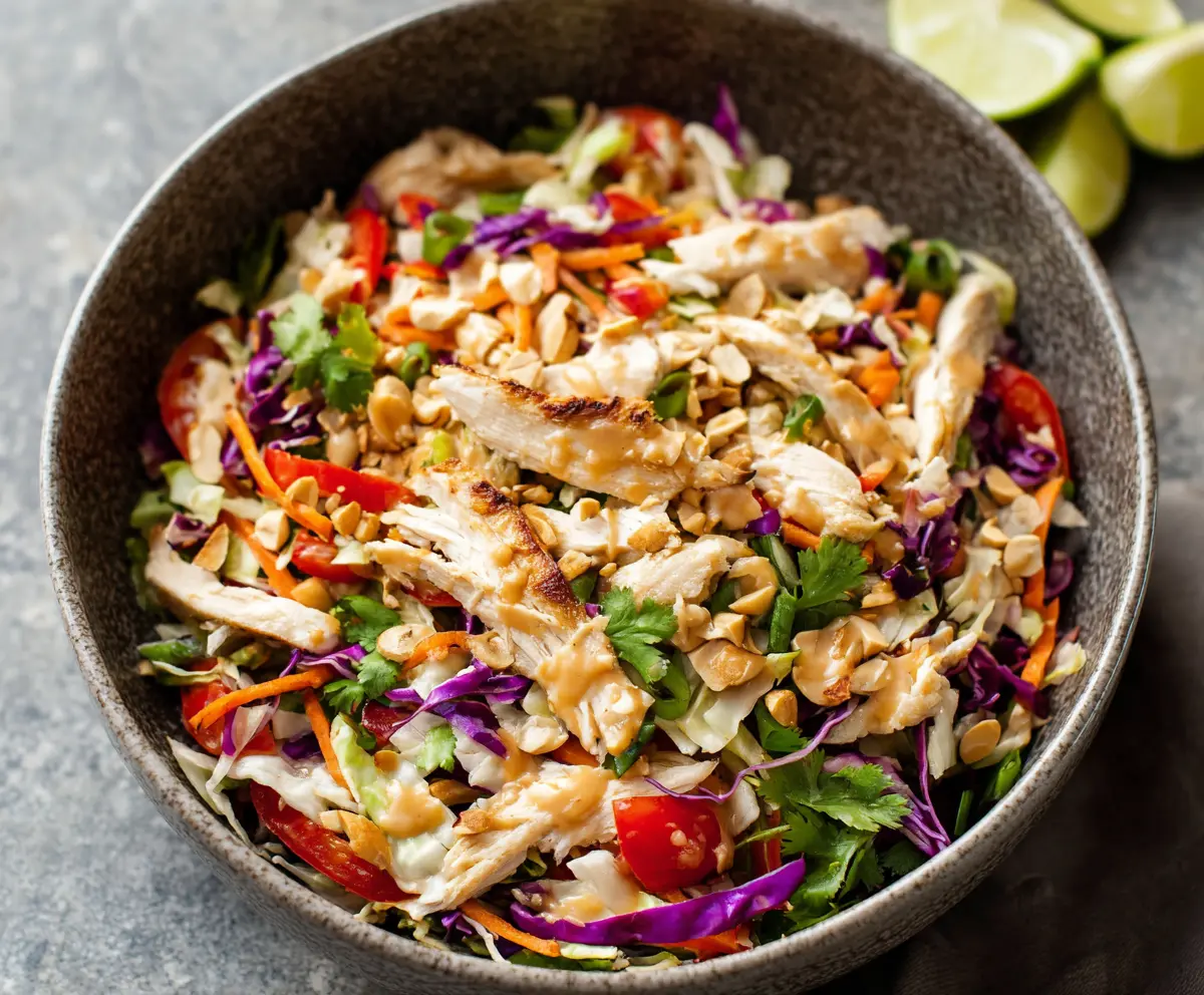 Easy Thai Chicken Salad with Peanut Dressing