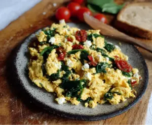 Tofu And Spinach Breakfast Scramble with Feta