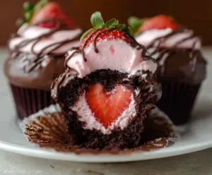 Chocolate Covered Strawberry Cupcakes