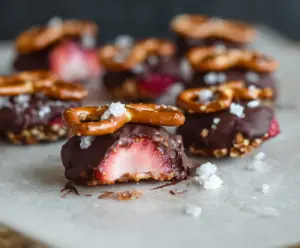 Chocolate-Dipped Strawberry Pretzel Bites