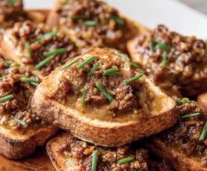 Crispy Toasts with Rich Beef Topping