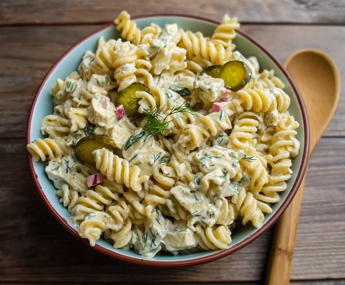 Easy Dill Pickle Pasta Salad