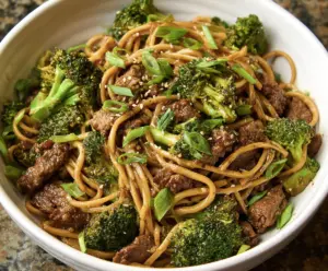 Garlic Ginger Beef and Broccoli Noodles