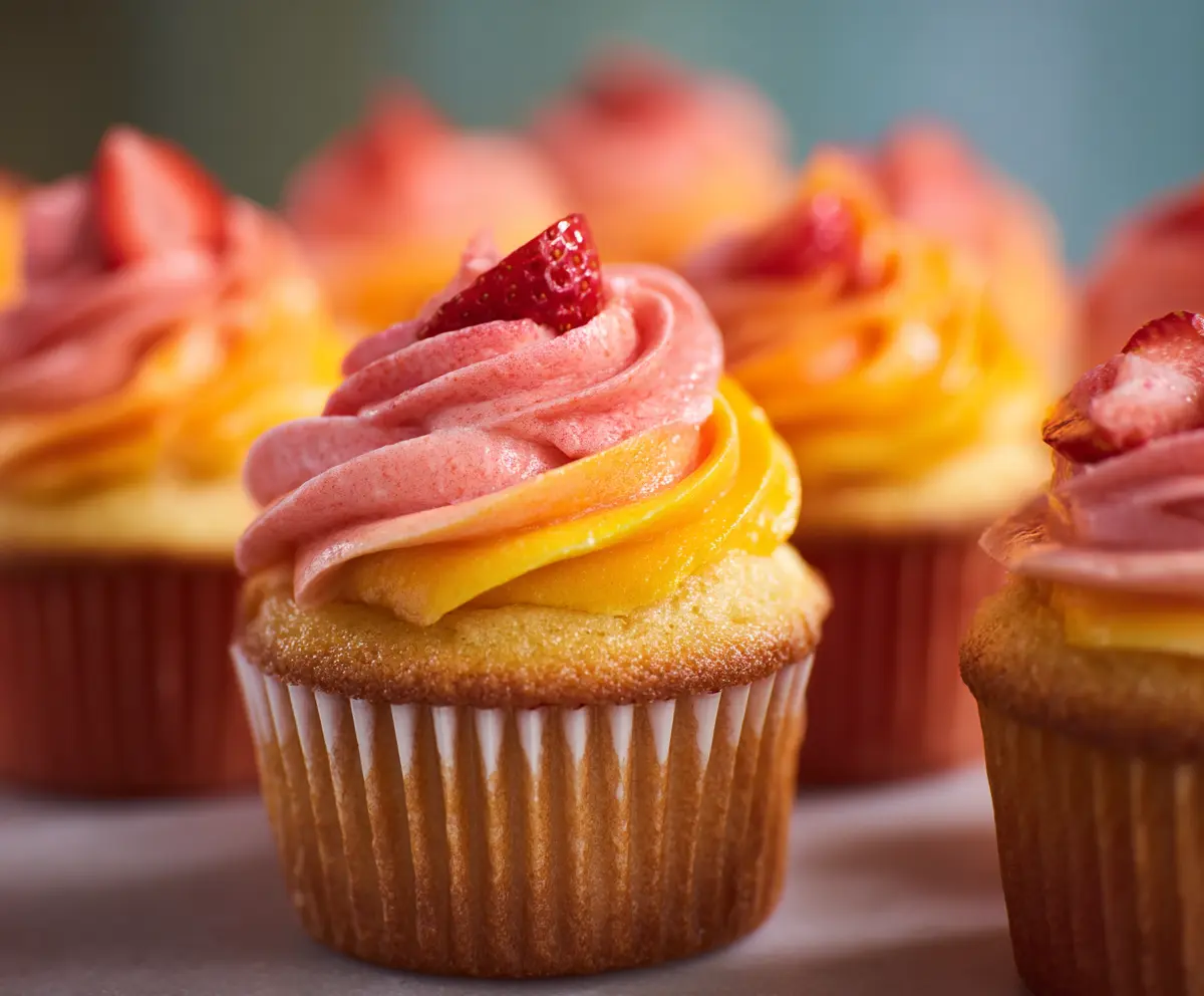 Easy Mango Strawberry Sunset Cupcakes