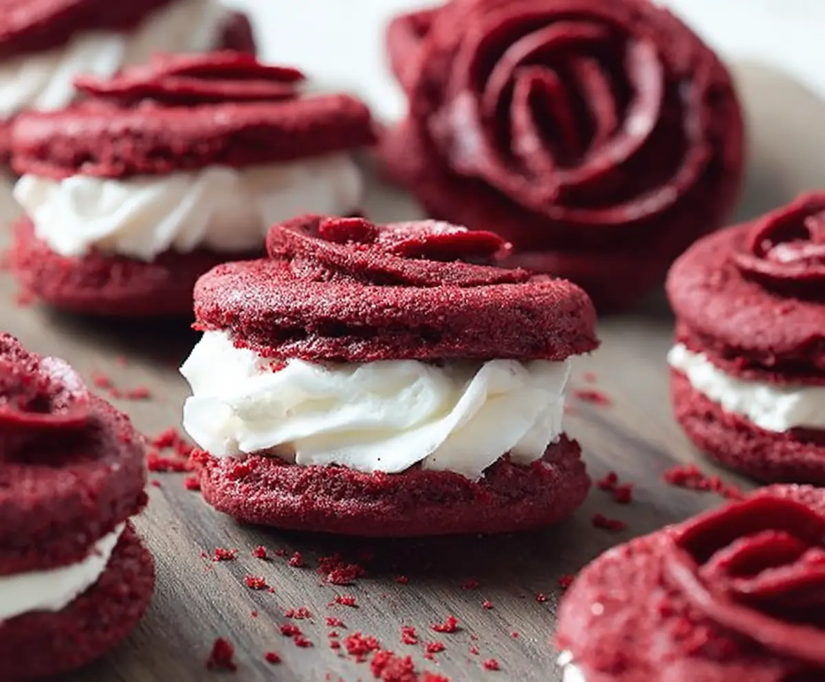 Red Velvet Rose Sandwich Cookies Recipe